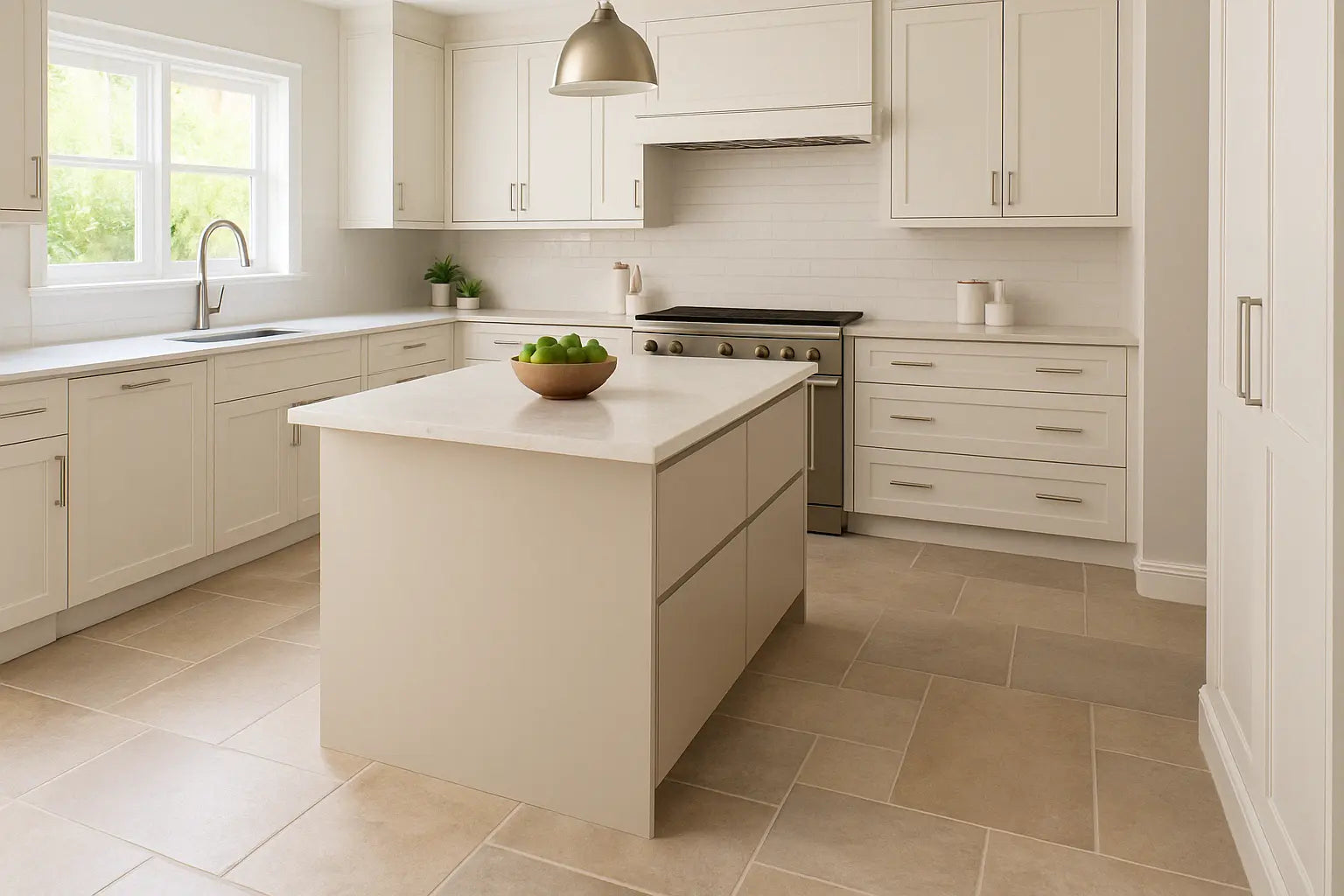 How to choose natural stone tiles for your kitchen floor.