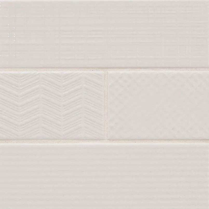 Urbano Pure 3D Mix 4x12 Ceramic Tile – Glossy Finish With Dimensional Texture for Modern White Walls