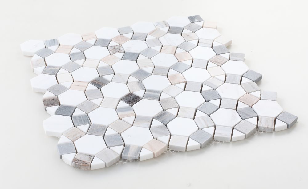 Aether Blue Circular Mosaic Tile