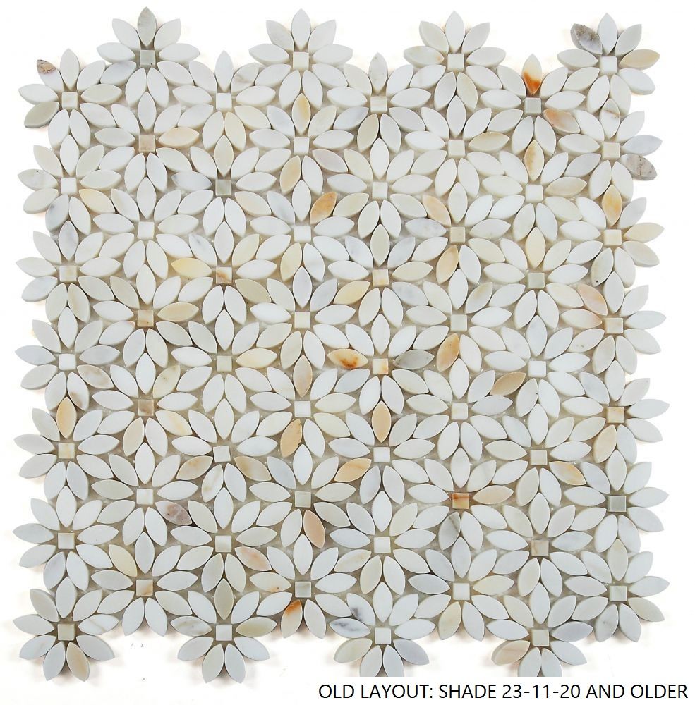 Daisy Wild Calacatta Gold Flower Mosaic Tile