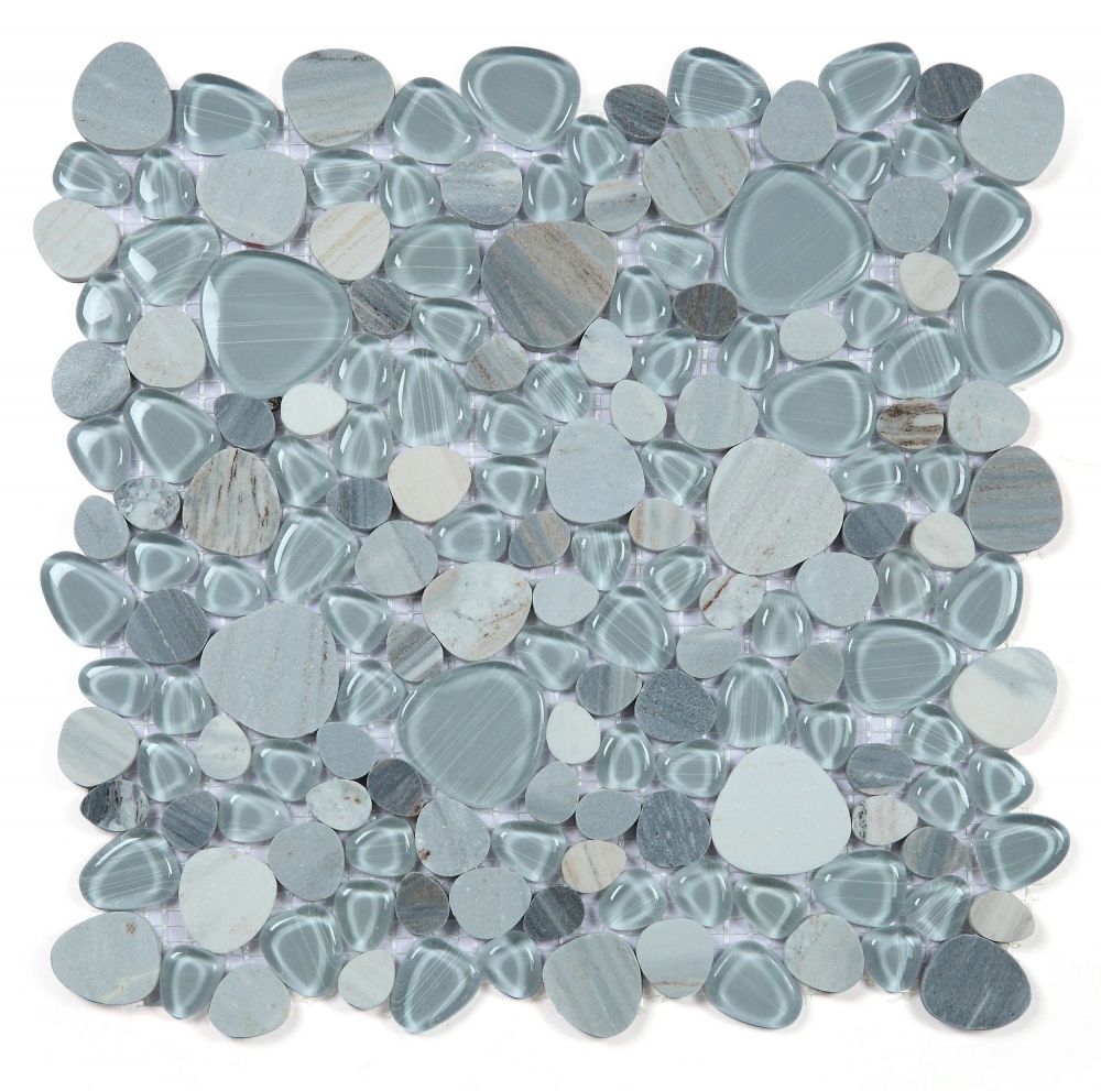 Peach Blue Pebble Mosaic Tile