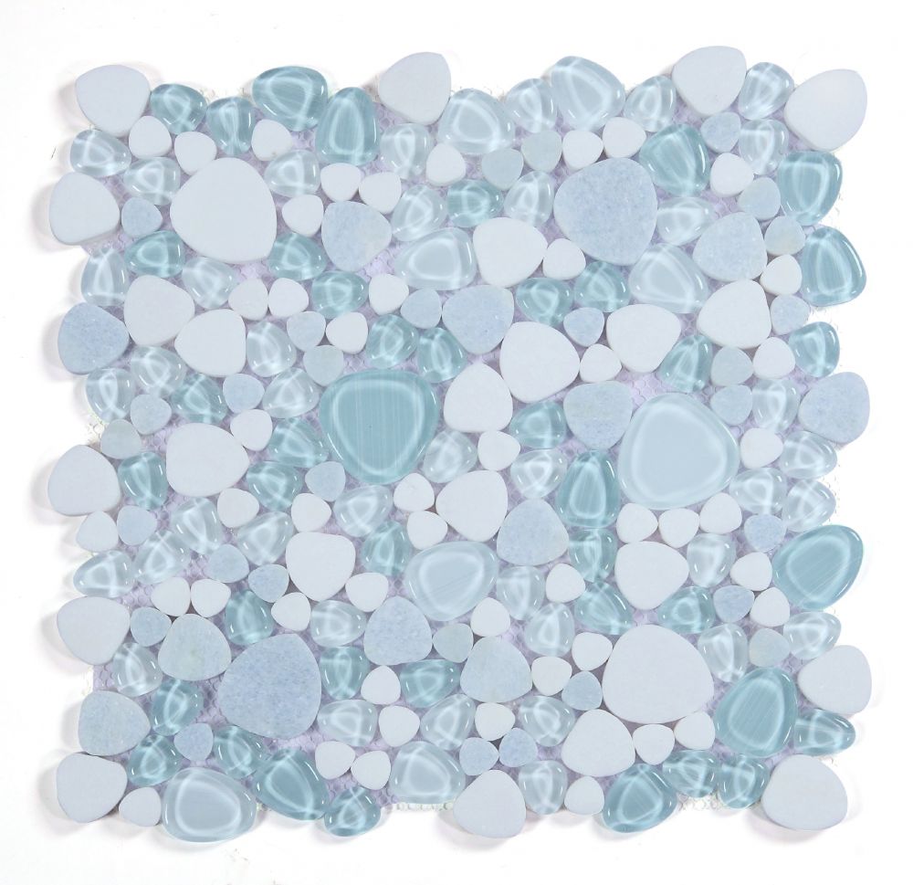 Peach Crystal Ocean Pebble Mosaic Tile