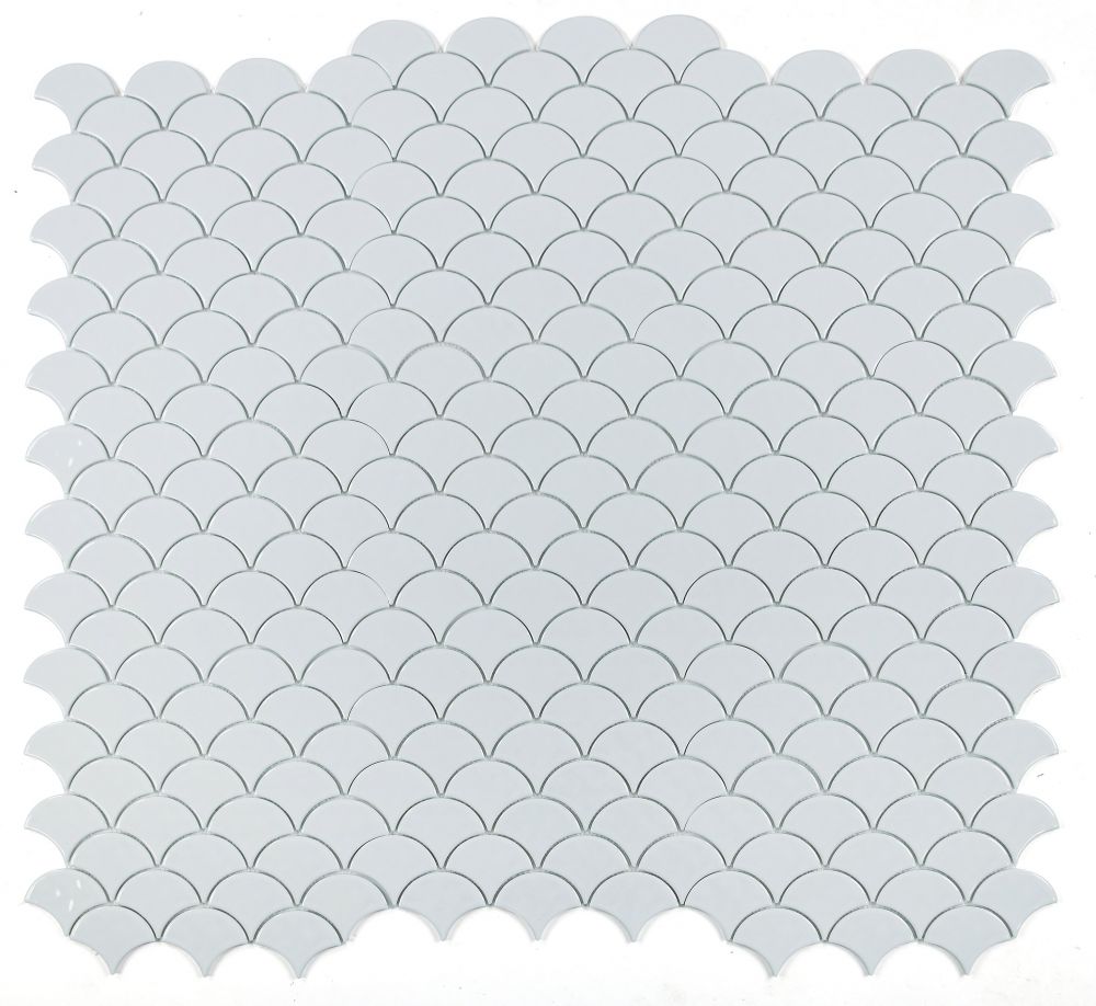 Snowglass Scale Ripple Polished Mosaic Tile