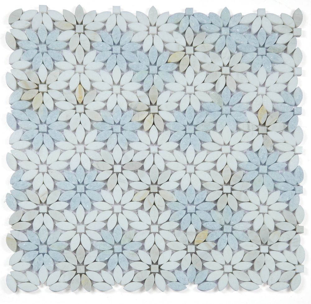 Daisy Wild Marina Flower Mosaic Tile