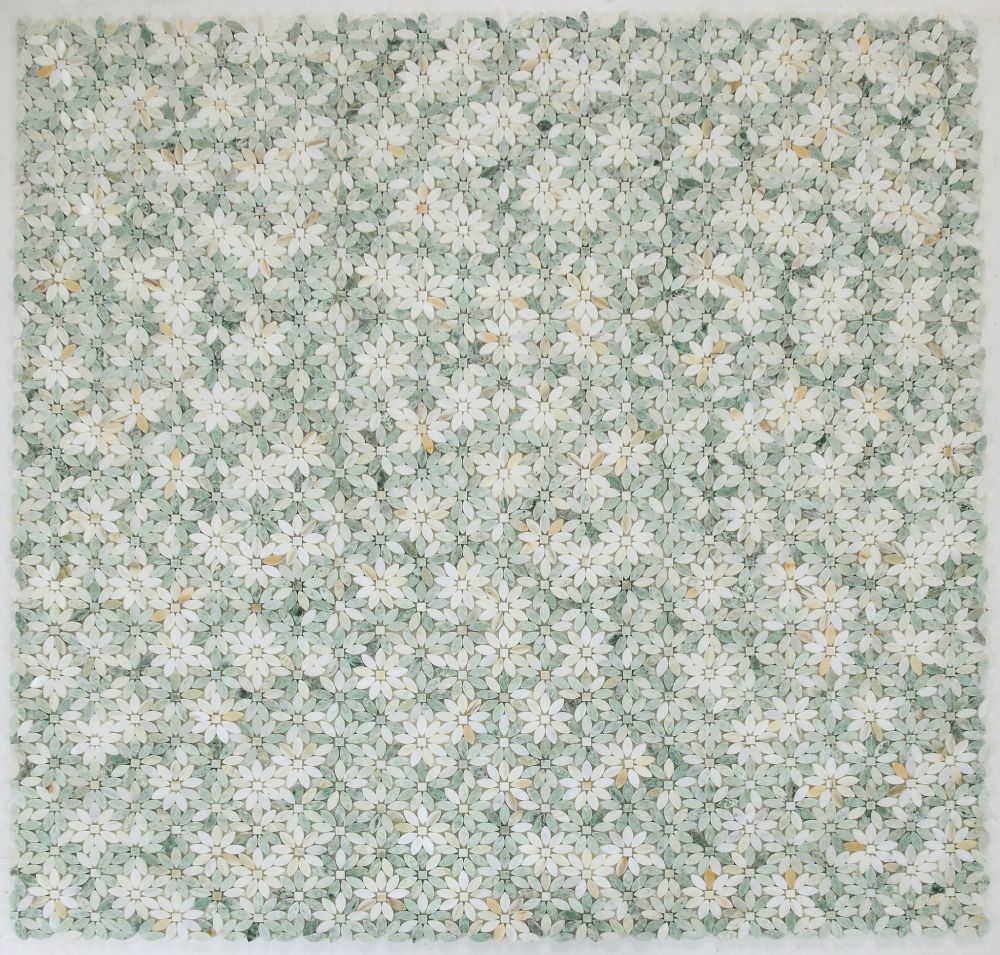 Daisy Wild Green Flower Mosaic Tile
