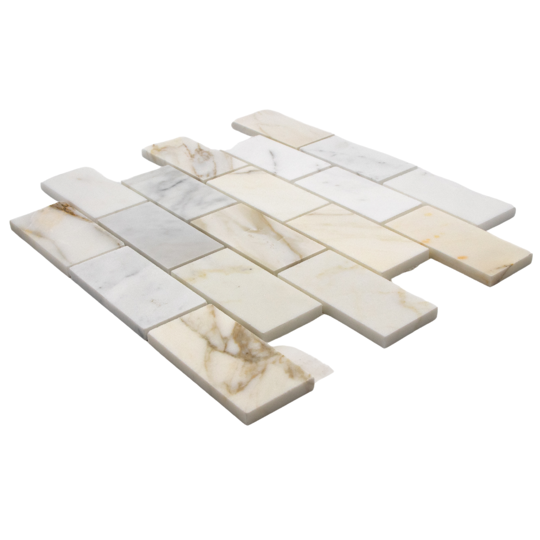 Calacatta Gold Mosaic Brick Honed Marble.