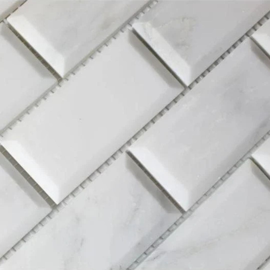 Asian Statuary Marble Brick 2"x4" Deep Beveled Mosaic