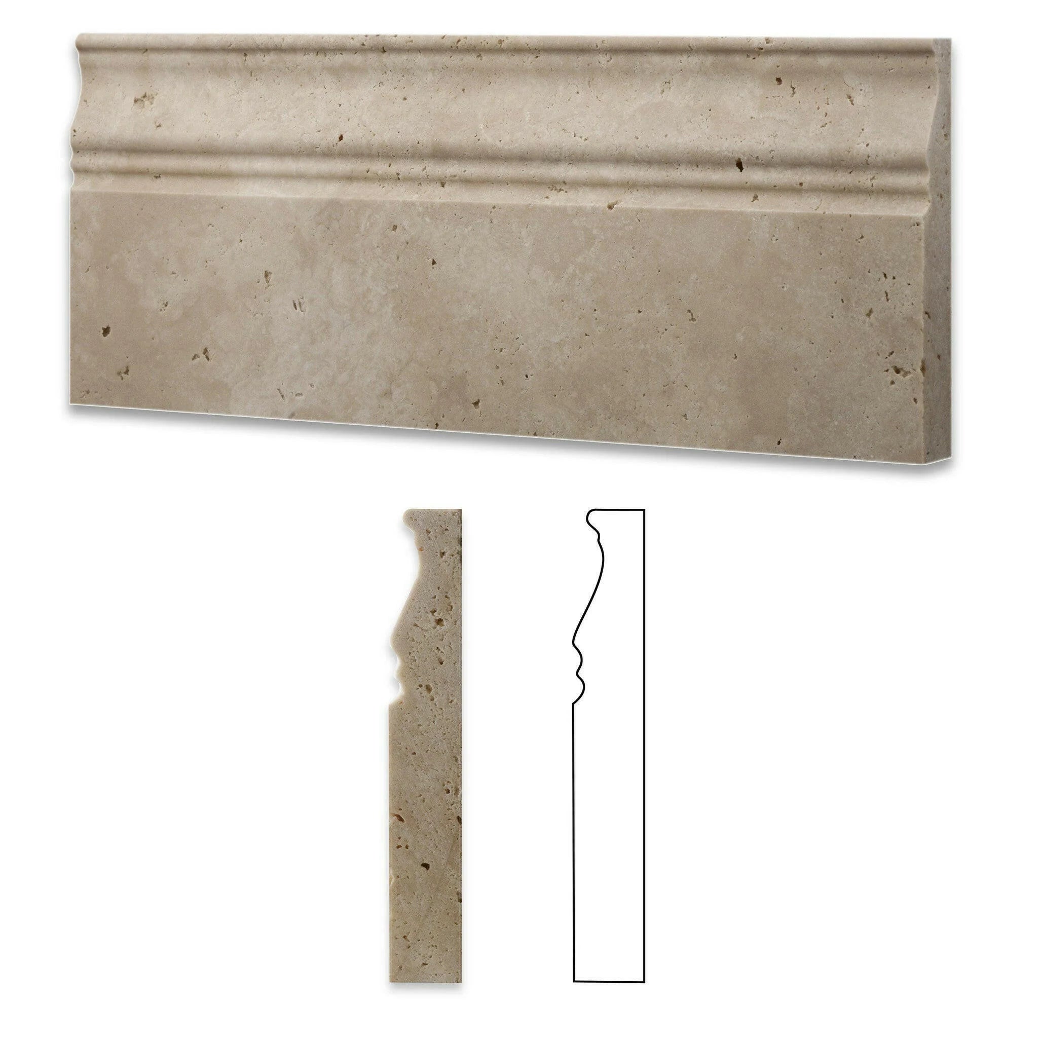 Ivory Honed and Unfilled 5"x12" Baseboard