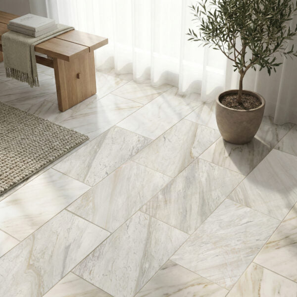 Ajax Gold marble 12x24 tile floor installation