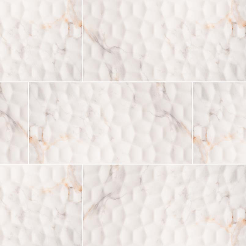 Adella Viso Calacatta Satin 12"x24" Ceramic Tile – Matte Marble-Look Wall Tile for Bathrooms, Showers & Backsplashes
