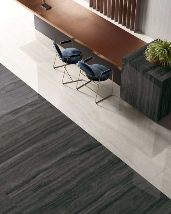 Appia Vein Cut White Polished 12 x 24 Porcelain Tile