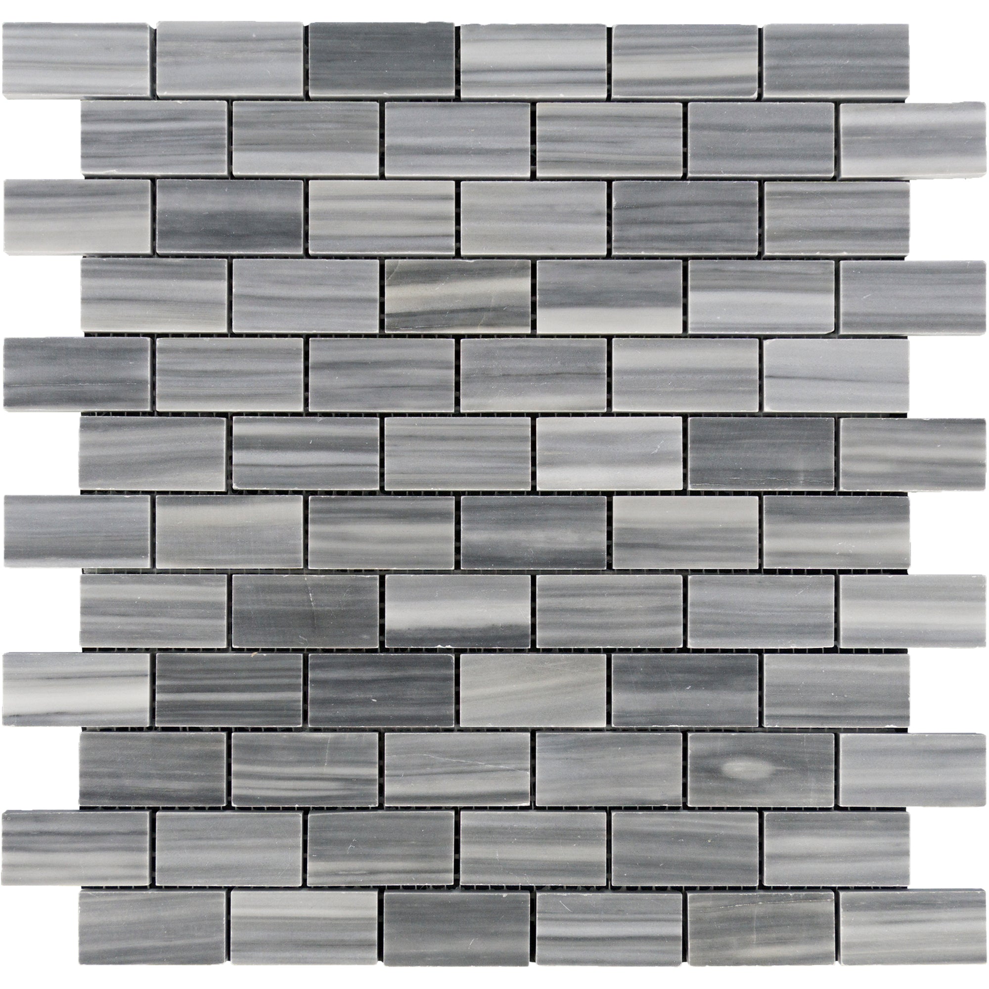 Bardiglio Imperiale Marble Vein-Cut Subway 1"x2" Polished Mosaic