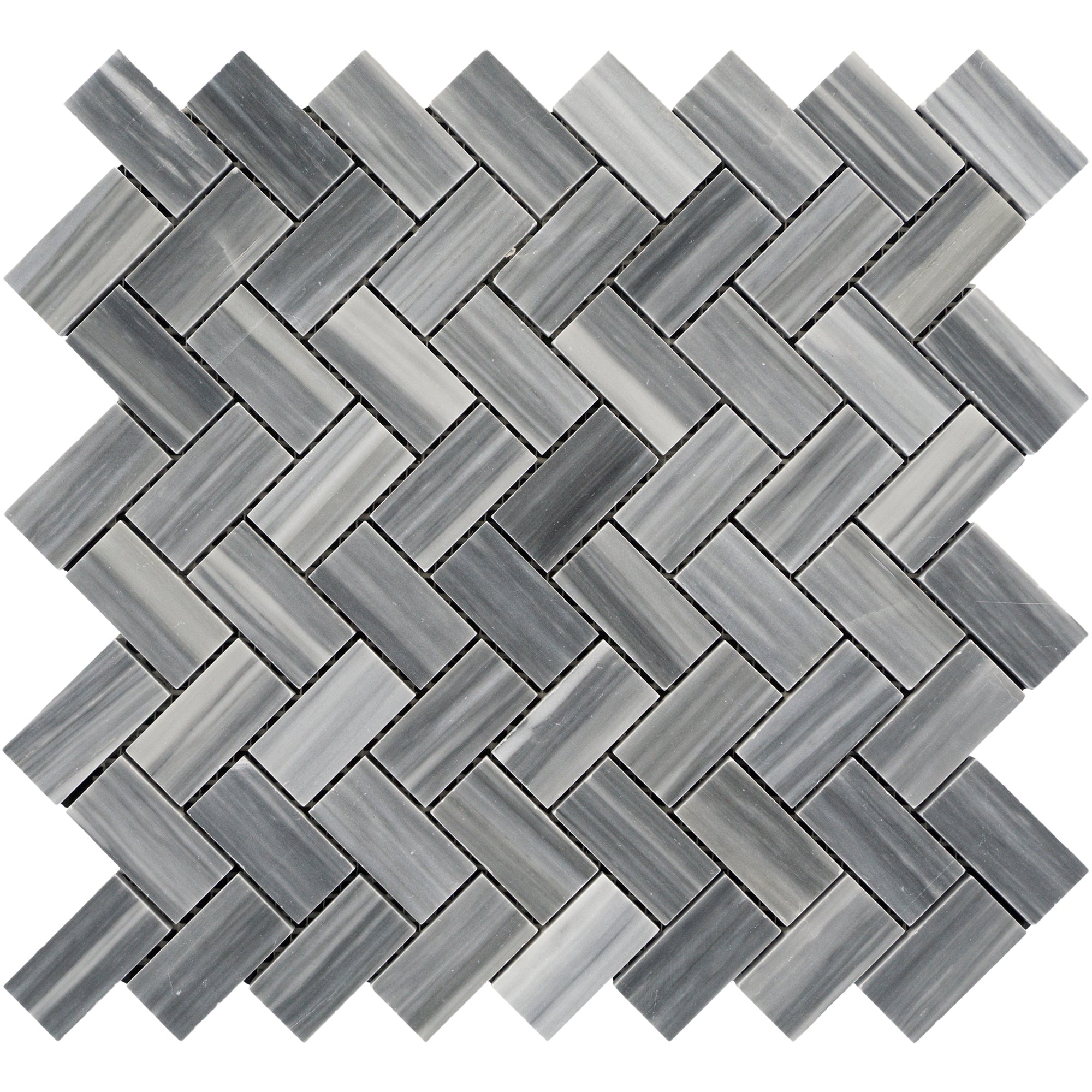 Bardiglio Imperiale Marble Vein-Cut Herringbone 1"x2" Polished Mosaic