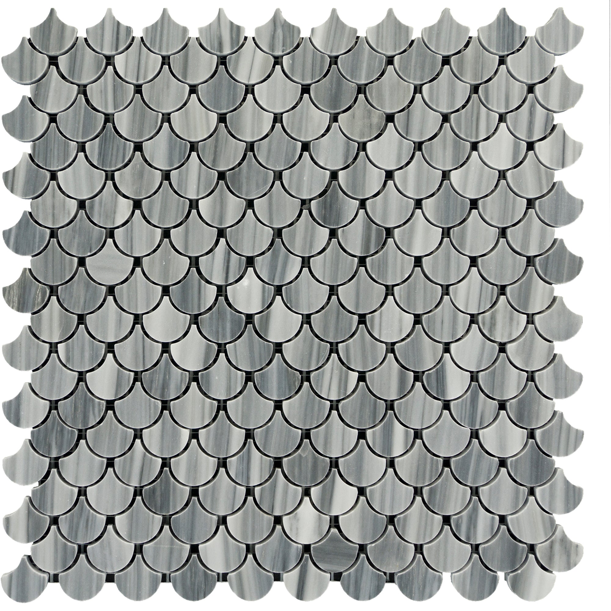 Bardiglio Imperiale Marble Vein-Cut Scale 1" Polished Mosaic