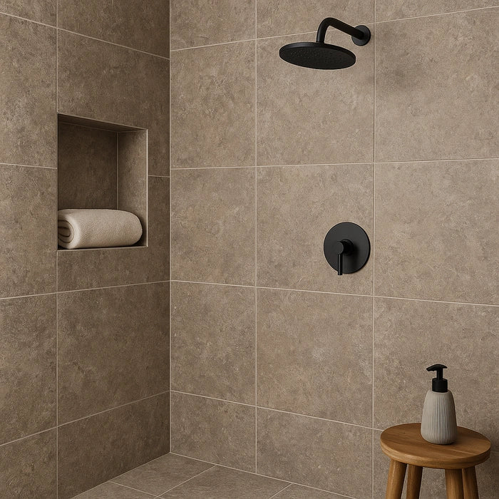 Beat Mud 24 x 48 tile with textured surface and earthy undertones