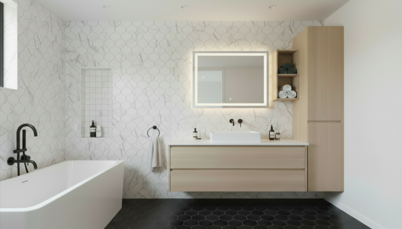 Bianco Dolomite Marble Large Lantern Mosaic