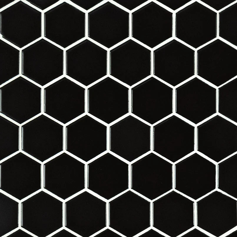 Black Hexagon Matte Backsplash Tile