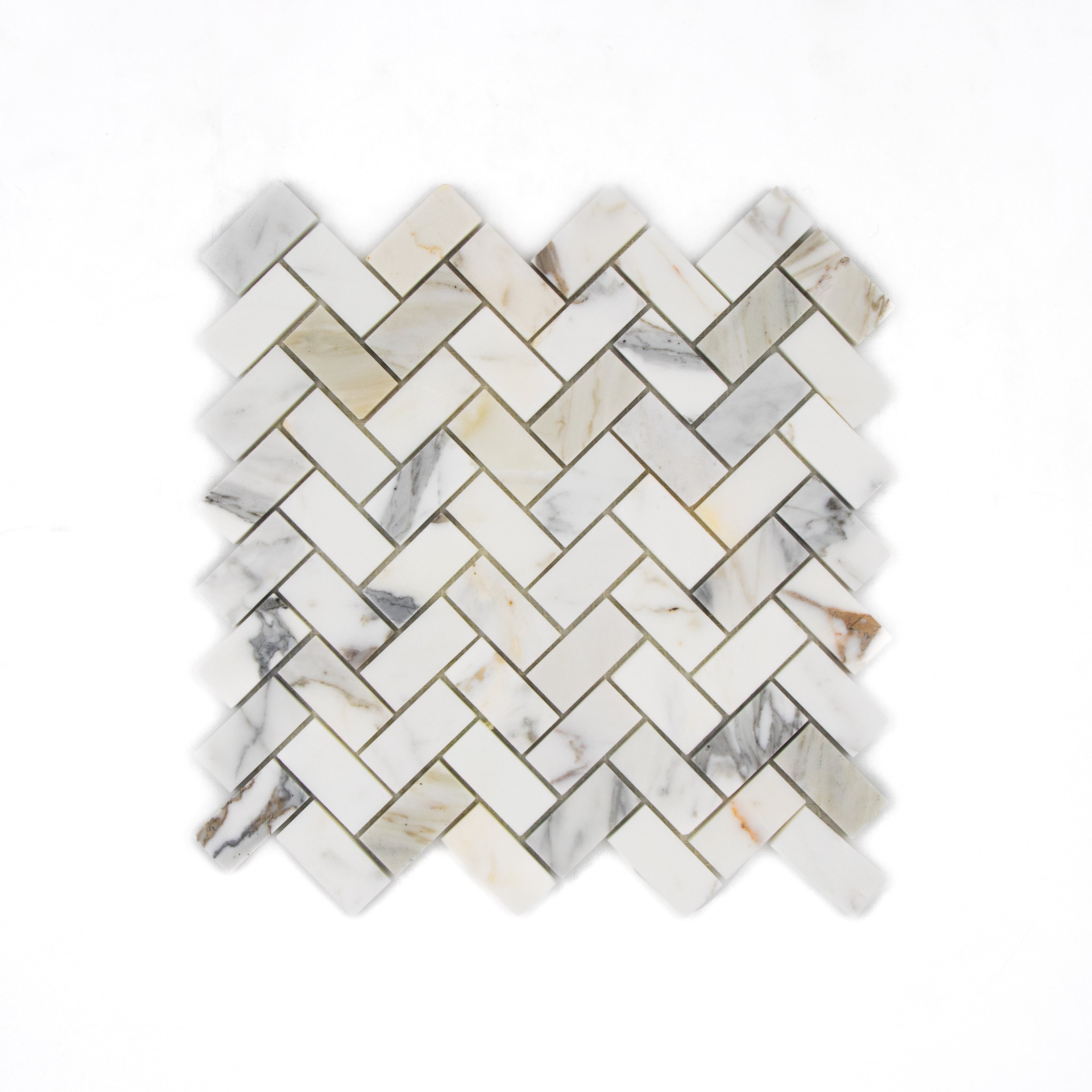 Calacatta Gold Marble 1 x 2 and 2 x 2 Mosaic Tile