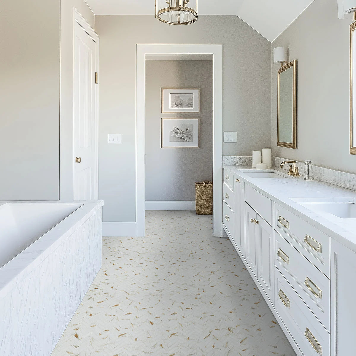 Calacatta Gold Matte 1x3 Herringbone Porcelain Tile