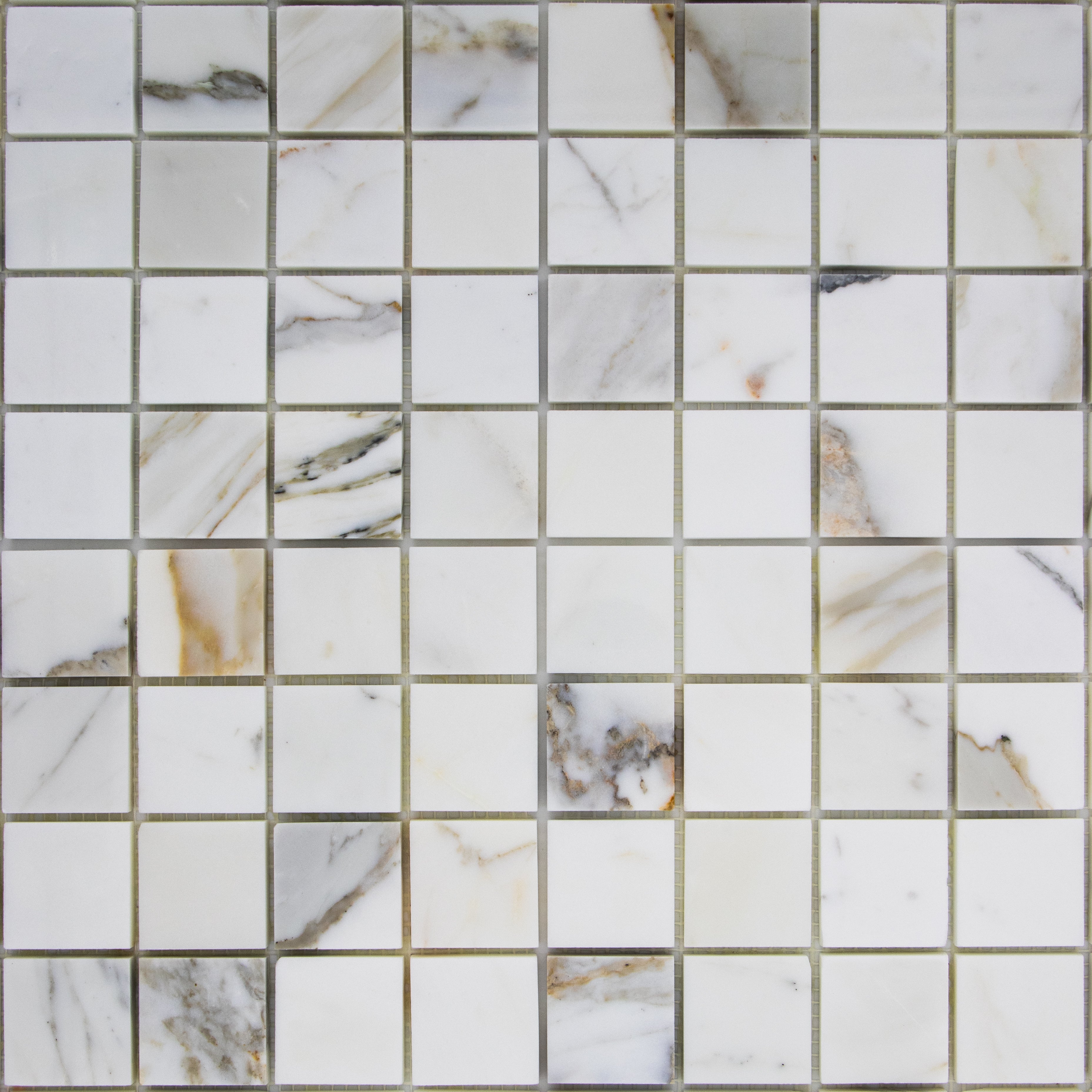 Calacatta Gold Marble 1 x 2 and 2 x 2 Mosaic Tile