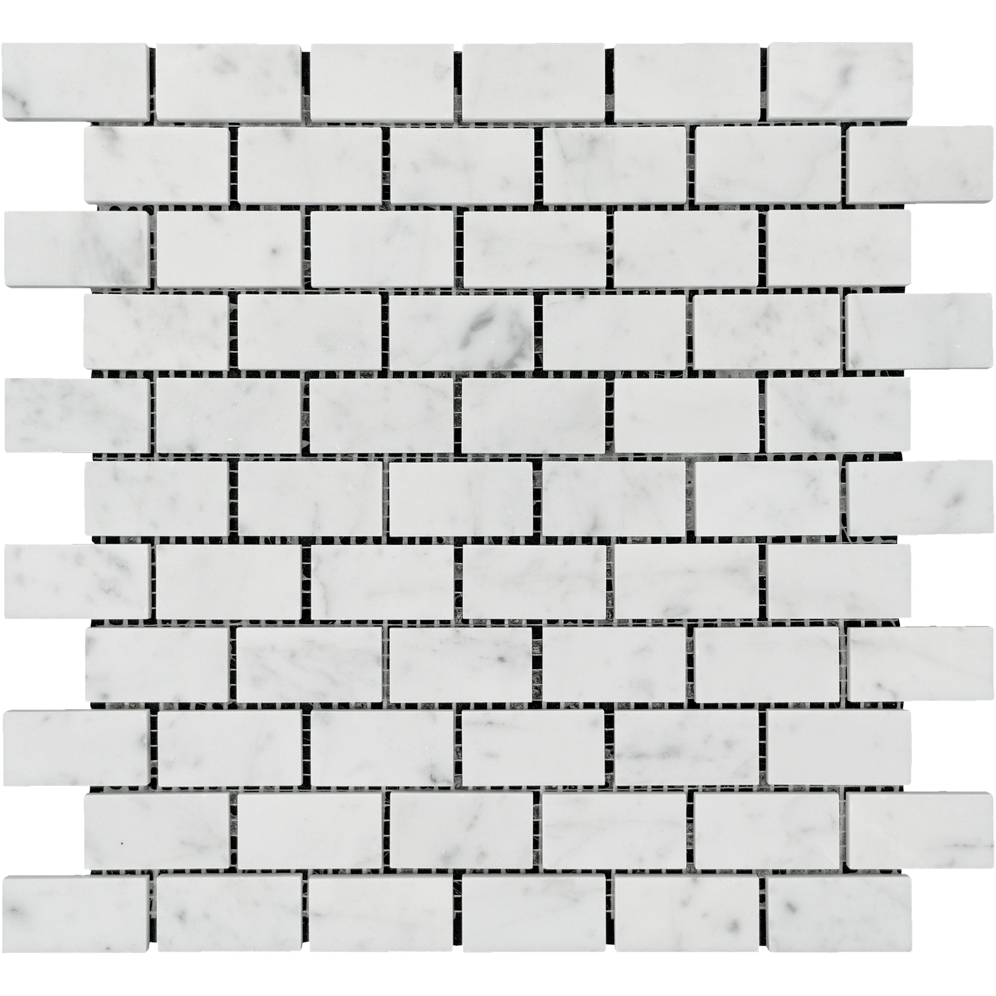 Carrara White Marble 1 x 2 and 2 x 2 Mosaic Tile