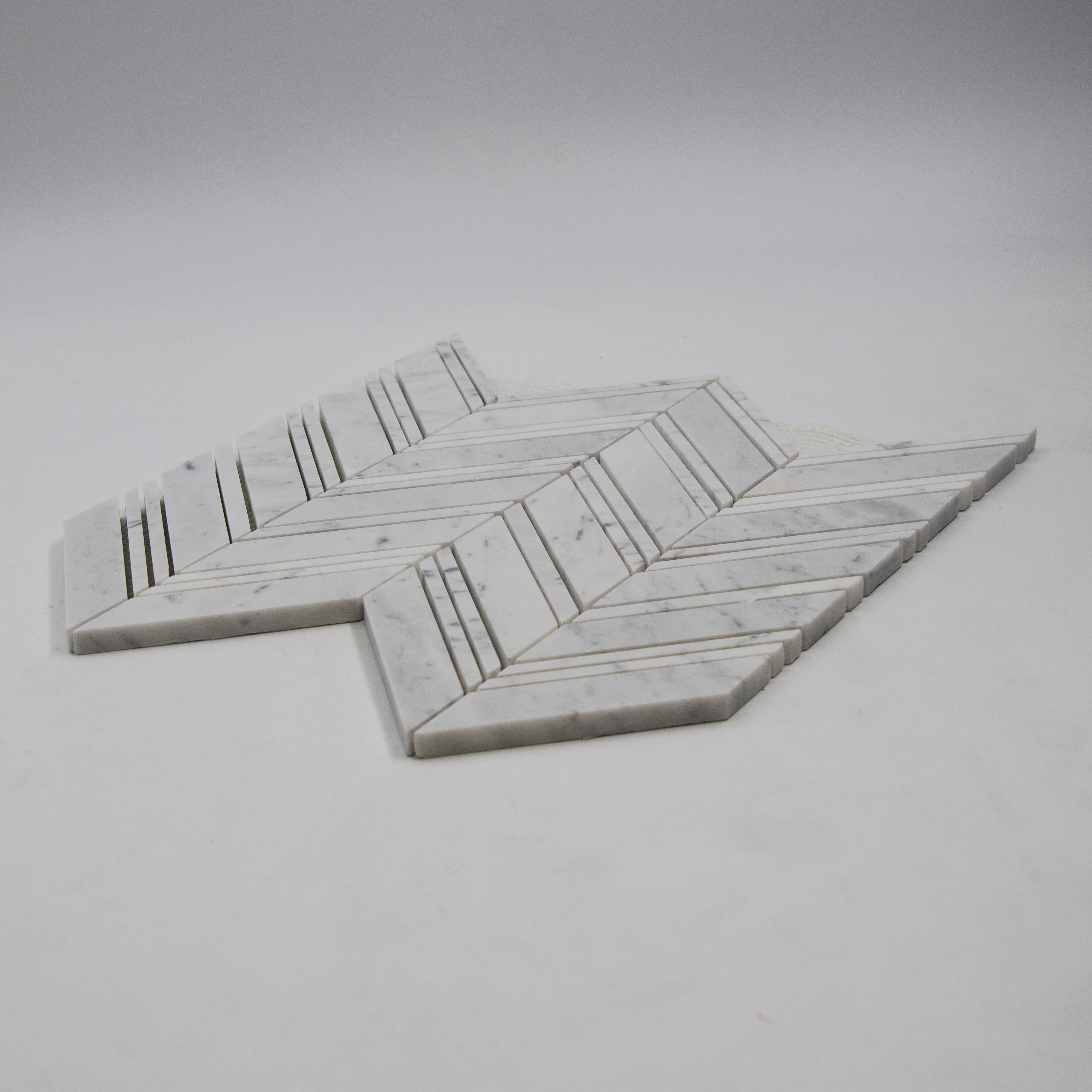 Carrara White Marble Chevron Mosaic