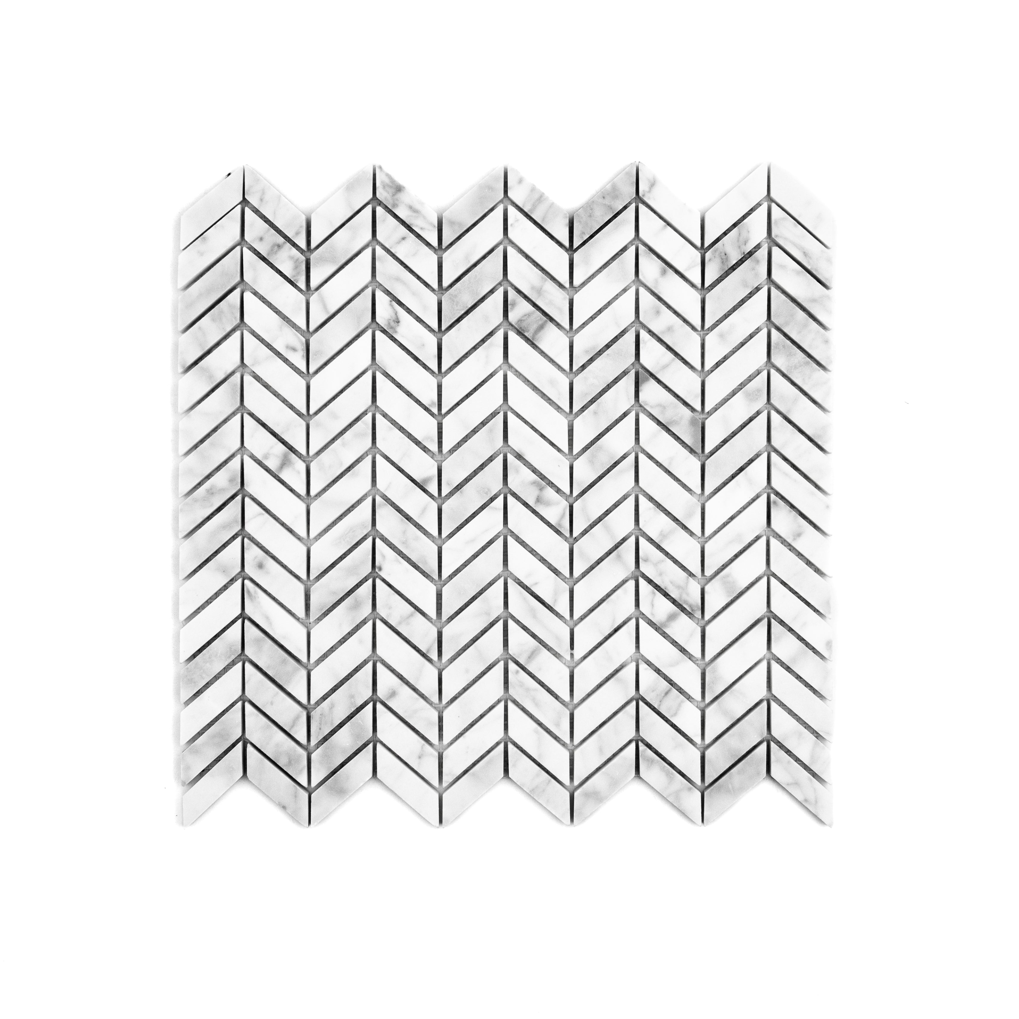 Carrara White Marble Chevron Mini Mosaic