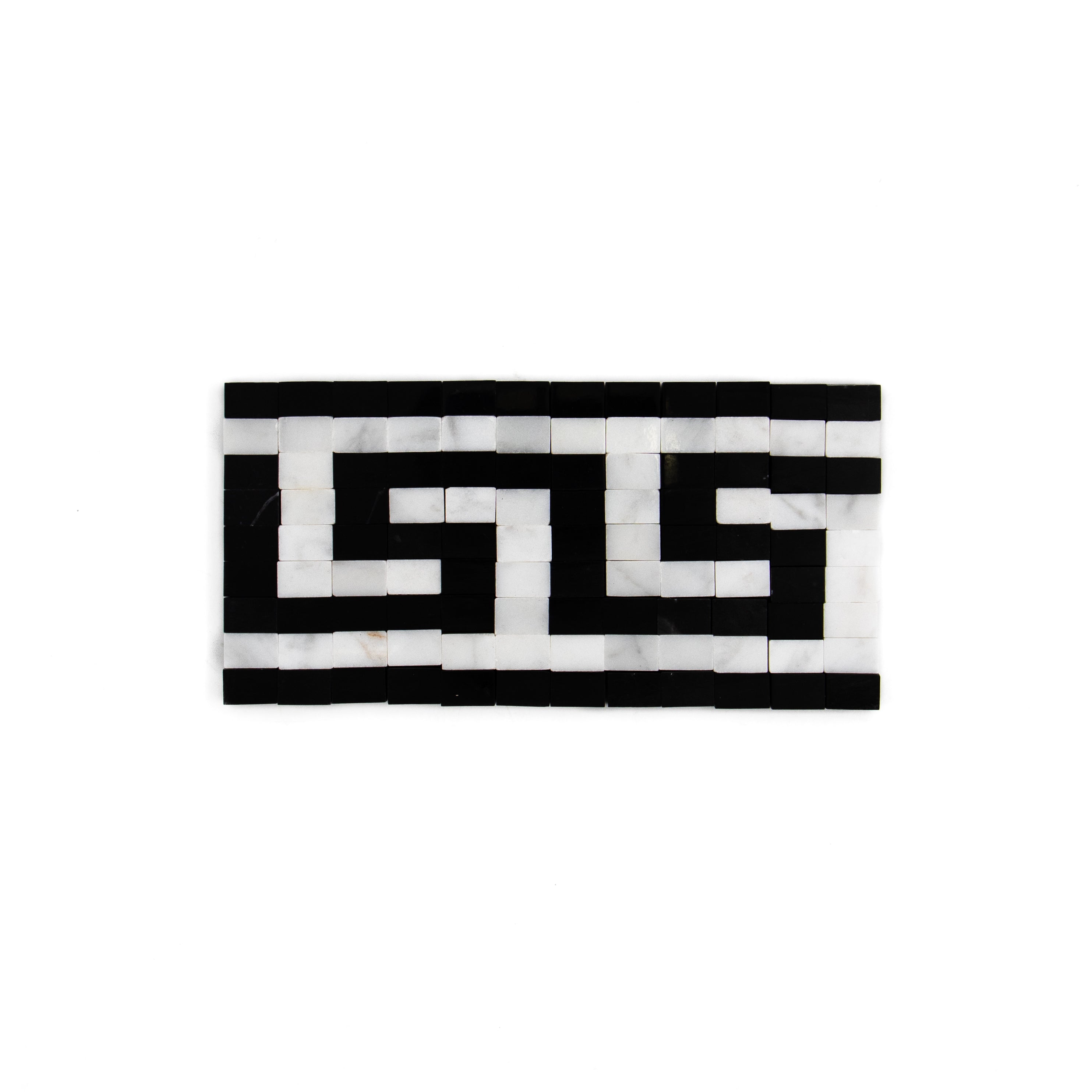 Carrara White Marble Greek Key with Black Border