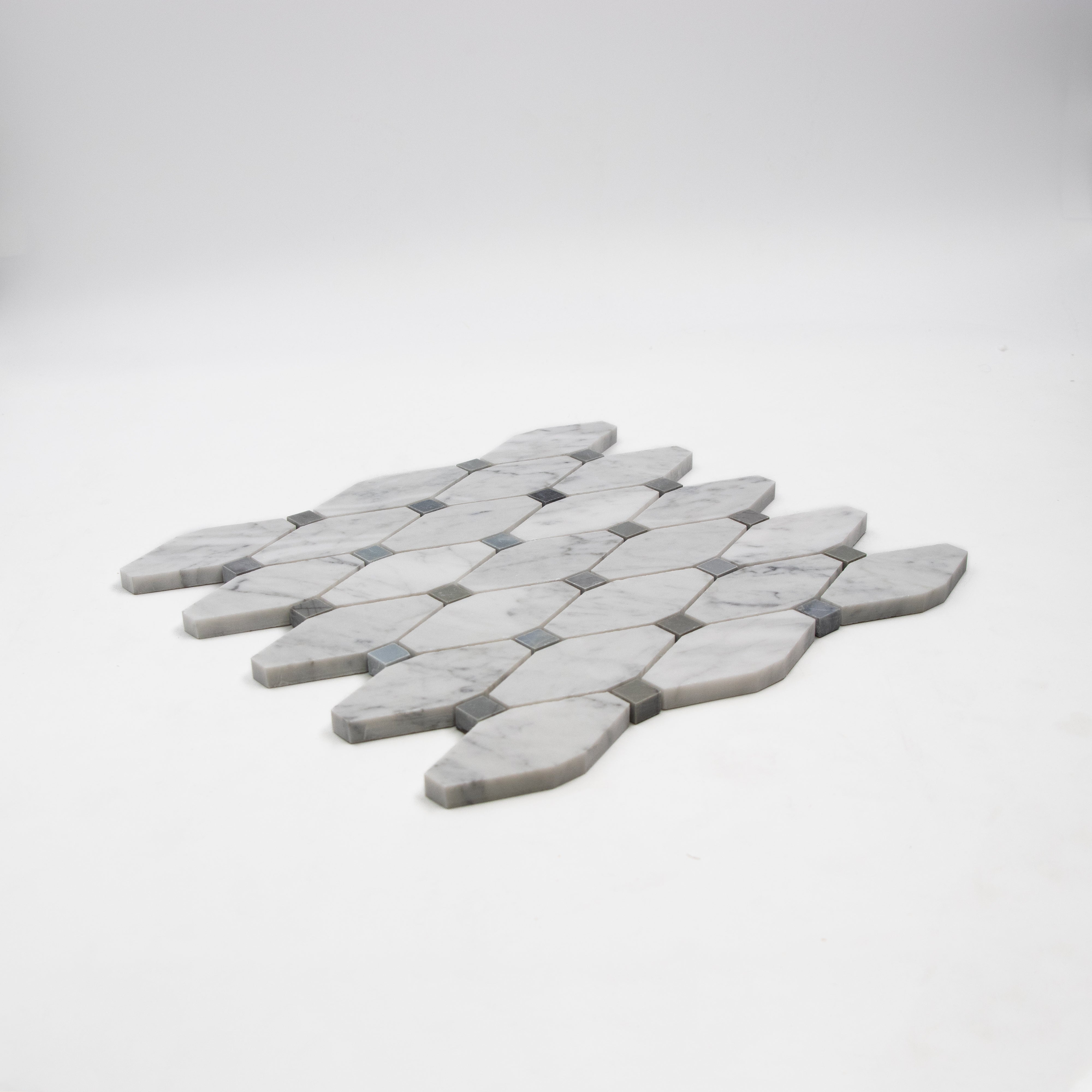 Carrara White Marble Octave with Grey Dot Mosaic
