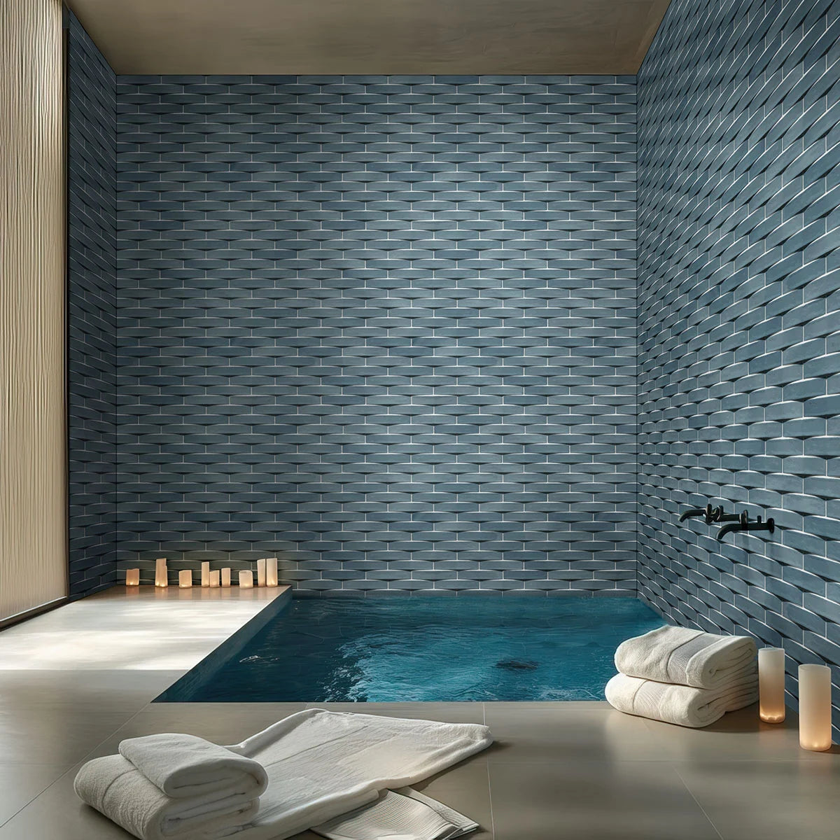 Convex Acqua Glossy Glazed Ceramic Tile