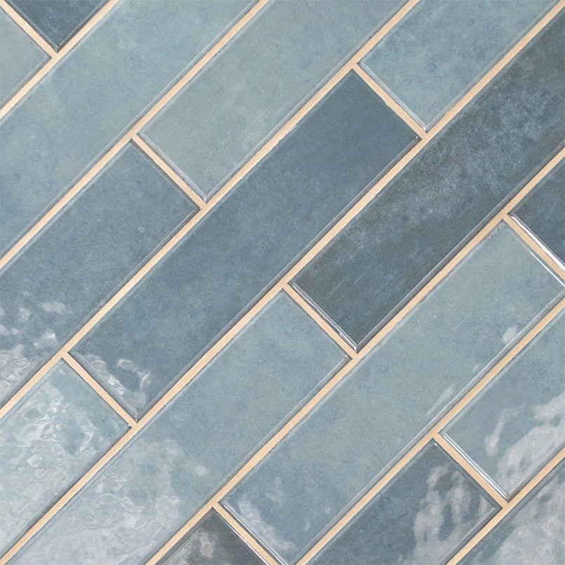 Renzo Denim Picket 2.5x13 Ceramic Tile – Glossy Finish for Bold Geometric Wall Patterns