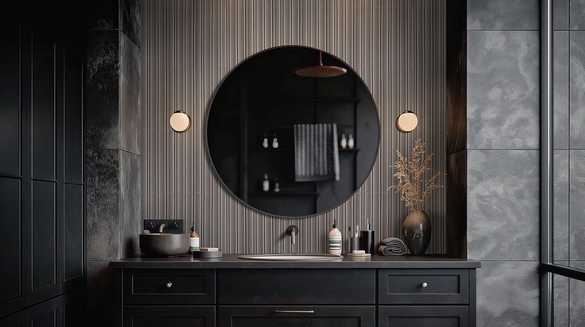 Folk Charcoal Fluted Satin Porcelain Tile