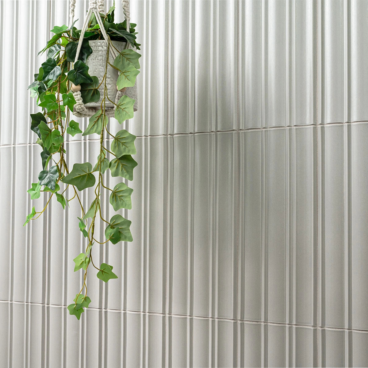 Folk Silver Fluted Satin Porcelain Tile