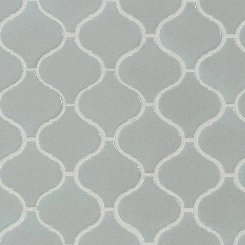 Gray Glossy Arabesque Porcelain Mosaic Tile