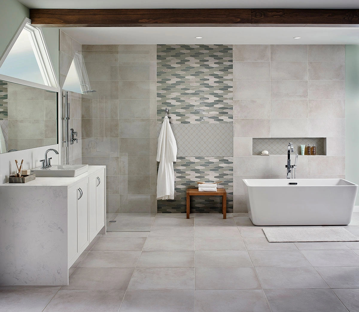 Gray Glossy Arabesque Porcelain Mosaic Tile