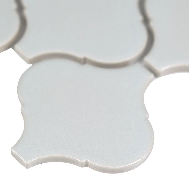 Gray Glossy Arabesque Porcelain Mosaic Tile