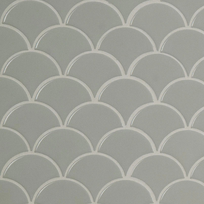 Gray Glossy Fish Scale Pattern Mosaic Tile Thumb