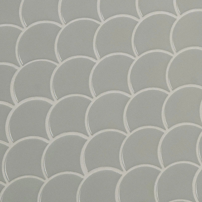 Gray Glossy Fish Scale Pattern Mosaic Tile ISO