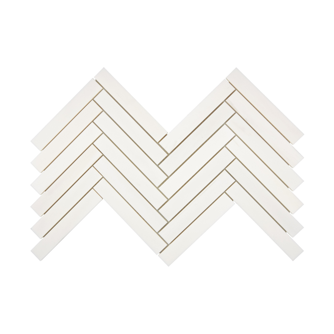 Bianco Dolomite Marble Herringbone 1"x6" Mosaic