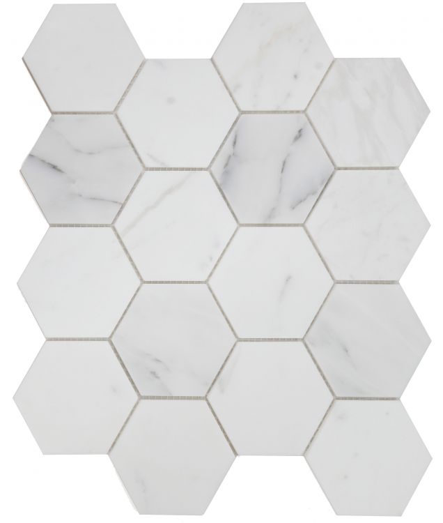 Hexagon Statuary White Honed 3 x 3 10 x 11.5