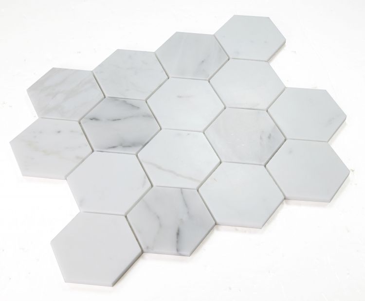 Hexagon Statuary White Honed 3 x 3 10 x 11.5