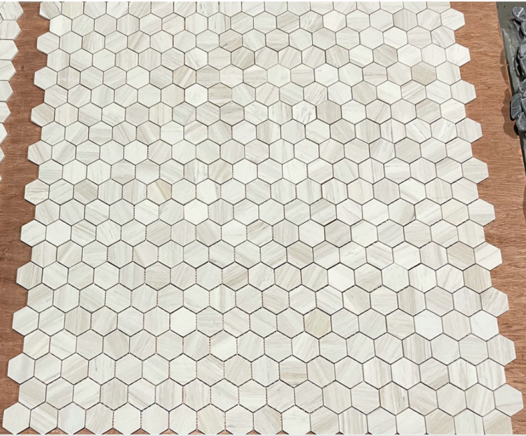 Hexagon Wooden White Honed 2 x 2