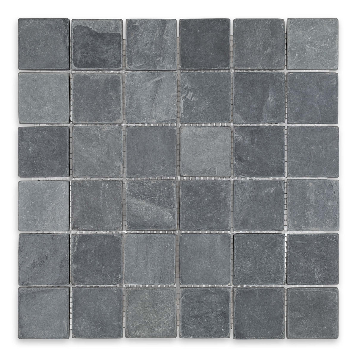 Black Slate Indian Square Mosaic Tile, 2 in, Tumbled