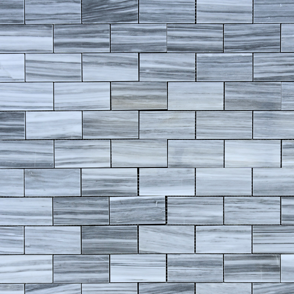 Bardiglio Imperiale Marble Vein-Cut Subway 2"x4" Polished Mosaic