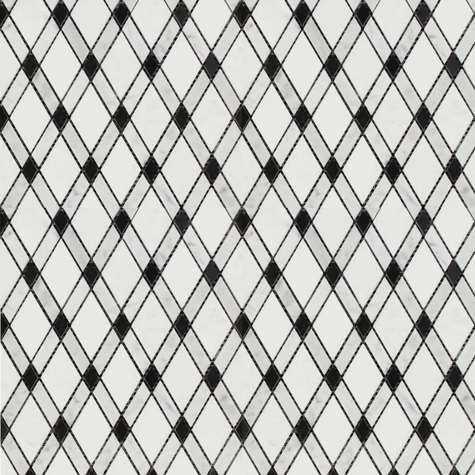 Asian Statuary Marble Lattice with Thassos and Black Mosaic