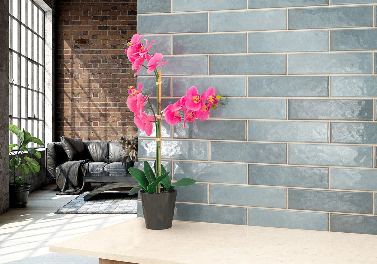 Renzo Denim Picket 2.5x13 Ceramic Tile – Glossy Finish for Bold Geometric Wall Patterns