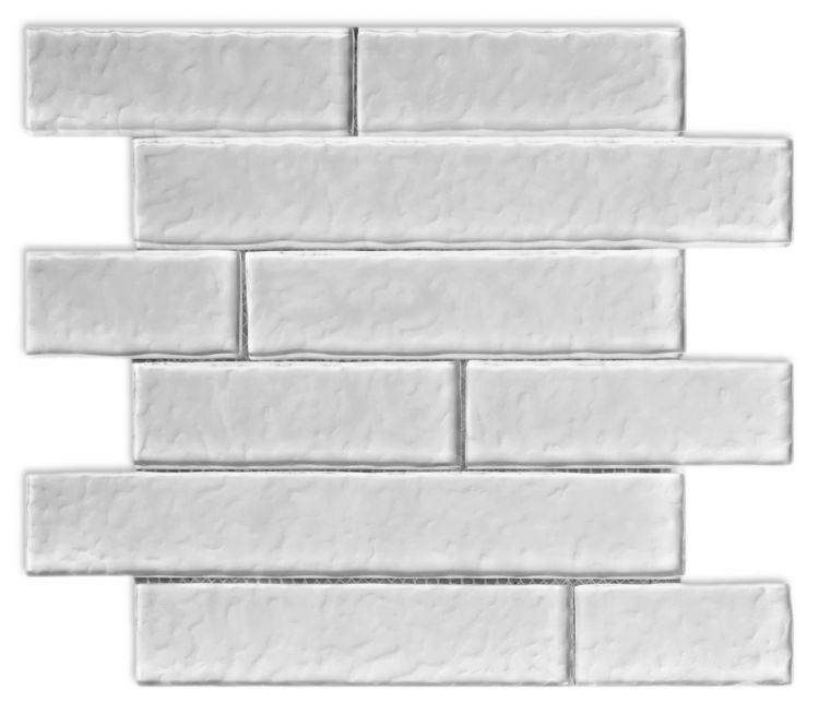 Contemporary Strip Whites Origin Design Glass Tiles.