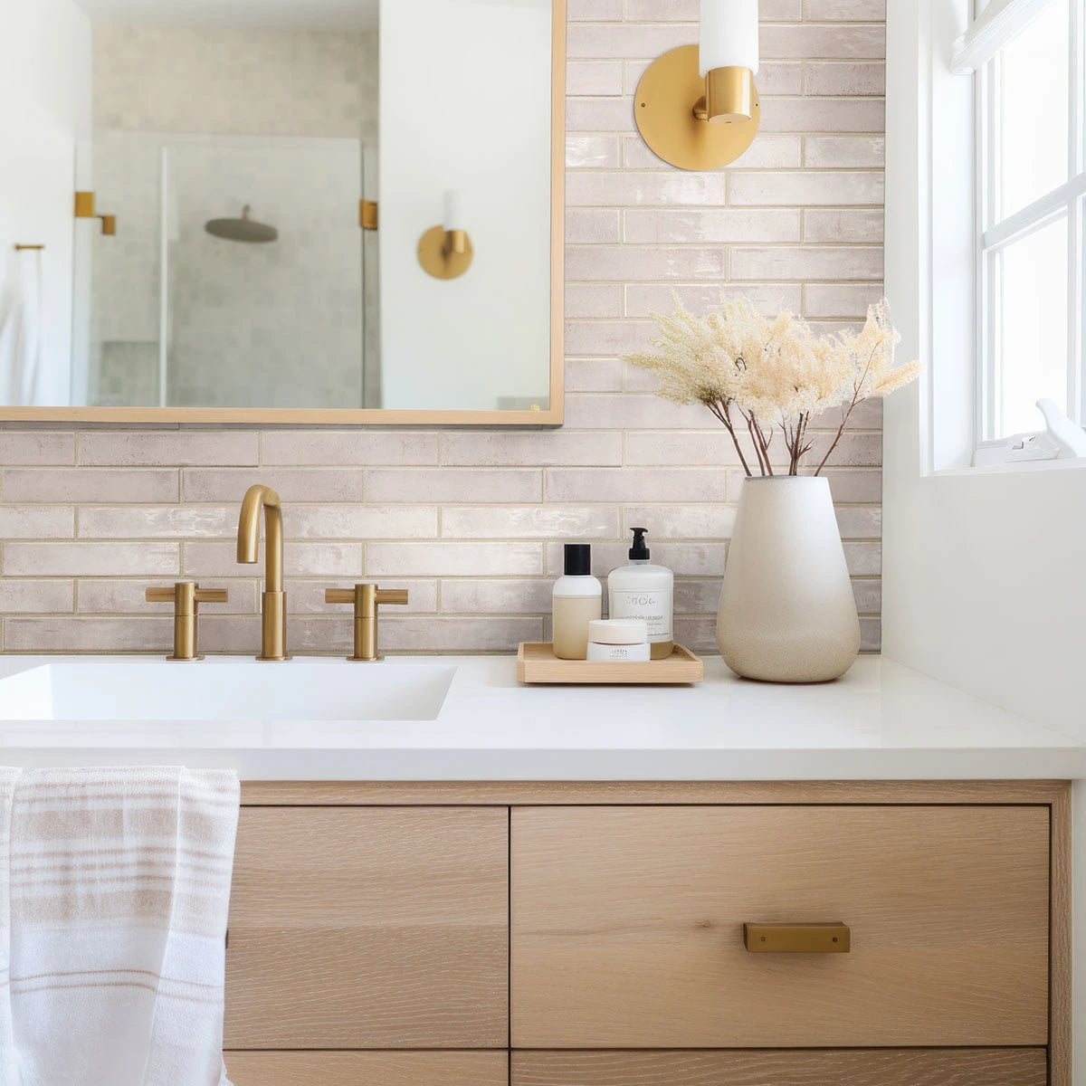 Stella Blush 2x10 Glossy Ceramic Tile For Bathroom Walls