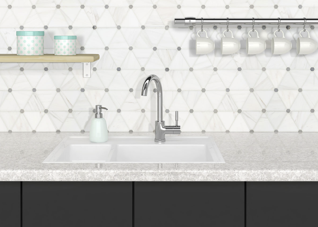 BIANCO DOLOMITE PINWHEEL MOSAIC