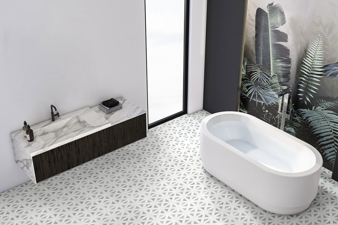 BIANCO DOLOMITE GEOMETRICA MOSAIC